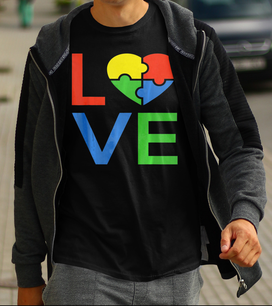 LOVE Heart Puzzle Autism Awareness Autistic T-Shirt