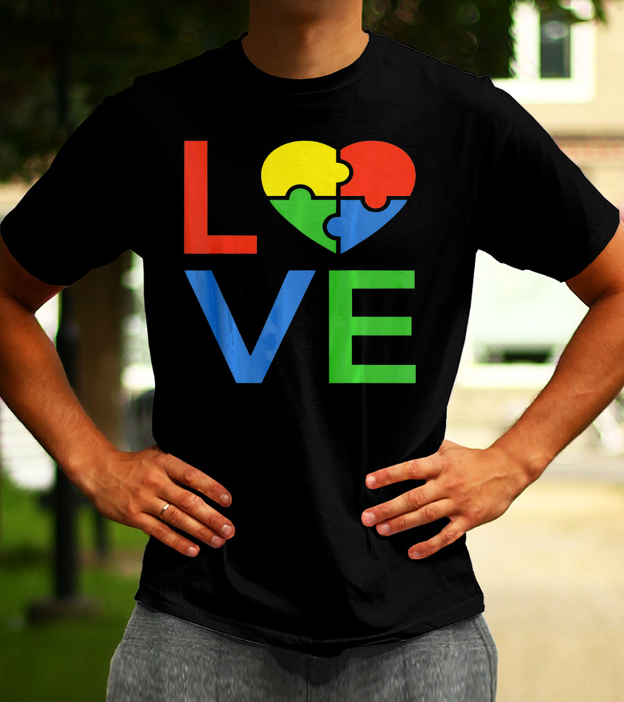 LOVE Heart Puzzle Autism Awareness Autistic T-Shirt