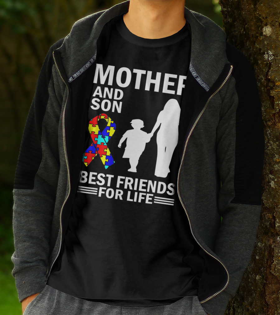 Mother And Son Autism Awareness Best Friends For Life Puzzle T-Shirt