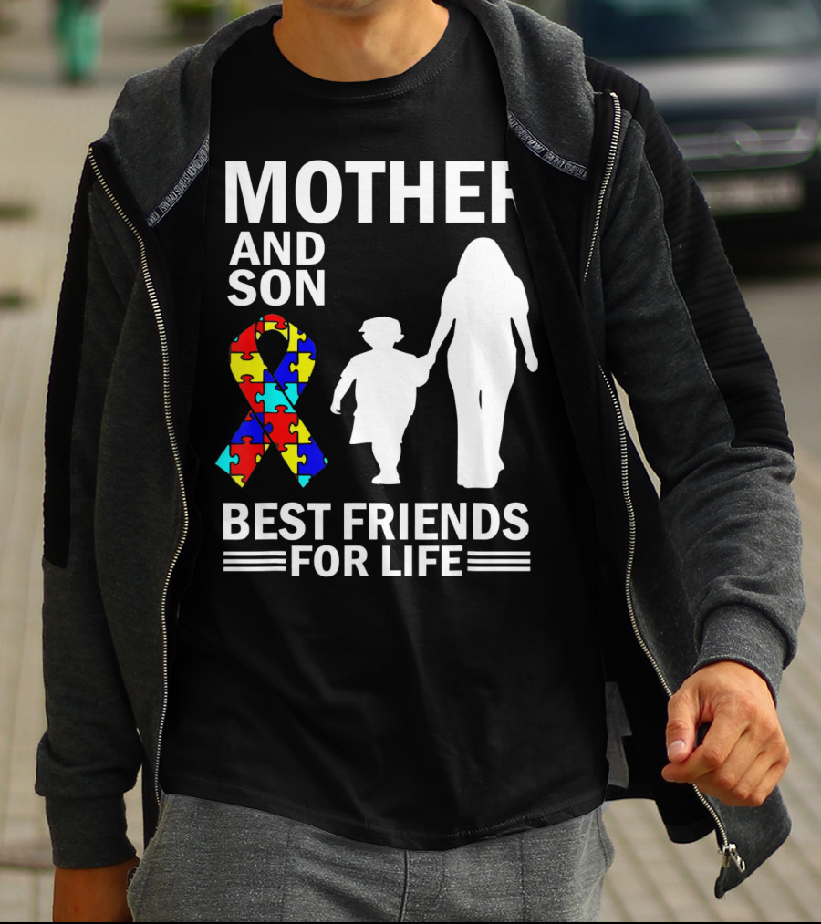 Mother And Son Autism Awareness Best Friends For Life Puzzle T-Shirt