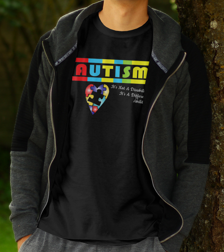 AUTISM It's Not A Disability It's A Different Ability Puzzle Heart T-Shirt