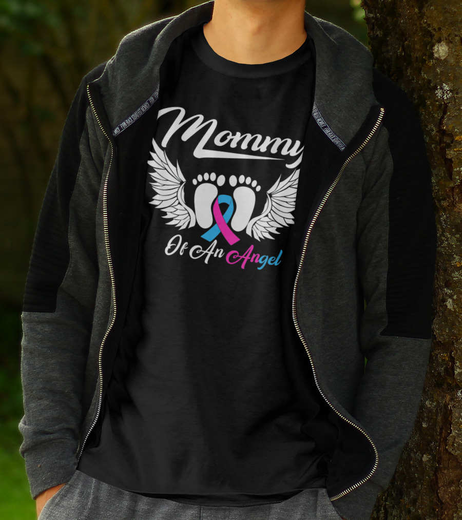 Mommy Of An Angel Miscarriage Awareness Footprints And Wings T-Shirt
