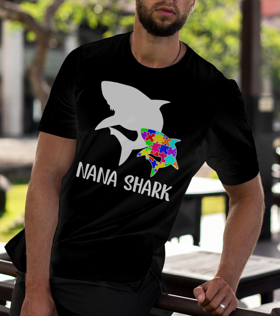 Nana Shark Puzzle Autism Awareness T-Shirt