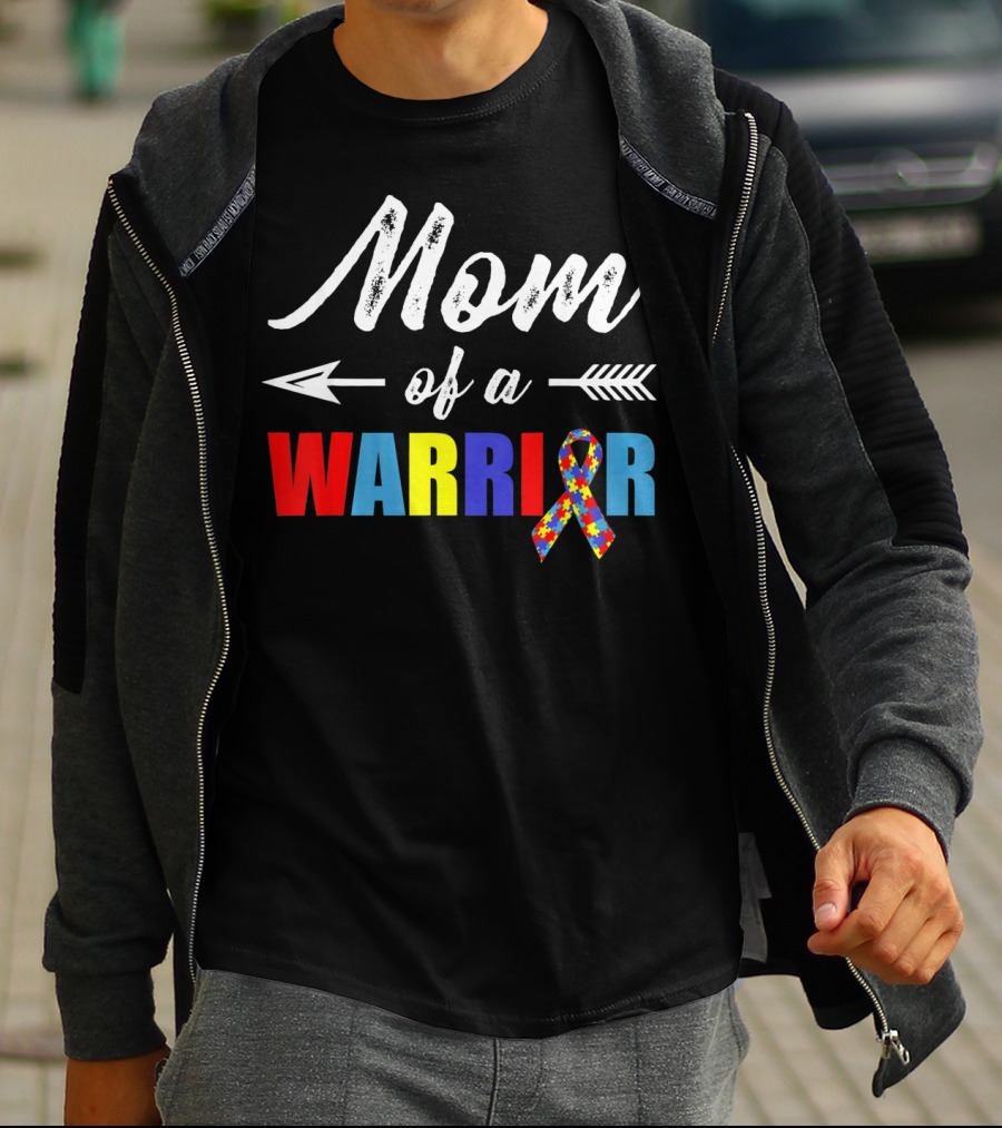 Mom Of A Warrior Autism Awareness Bow And Arrow T-Shirt