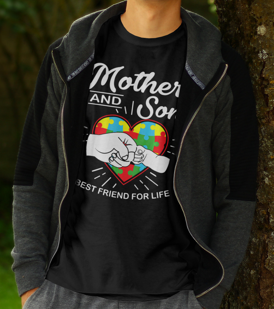 Mother And Son Autism Awareness Heart Best Friend For Life T-Shirt