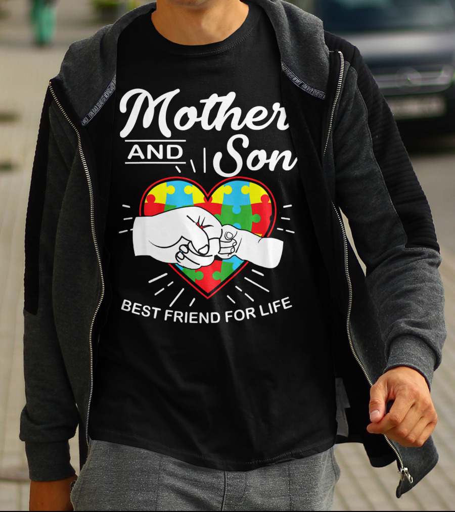 Mother And Son Autism Awareness Heart Best Friend For Life T-Shirt