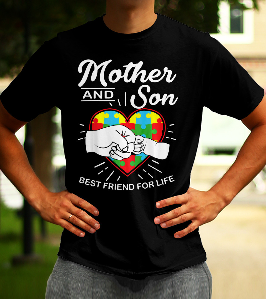 Mother And Son Autism Awareness Heart Best Friend For Life T-Shirt
