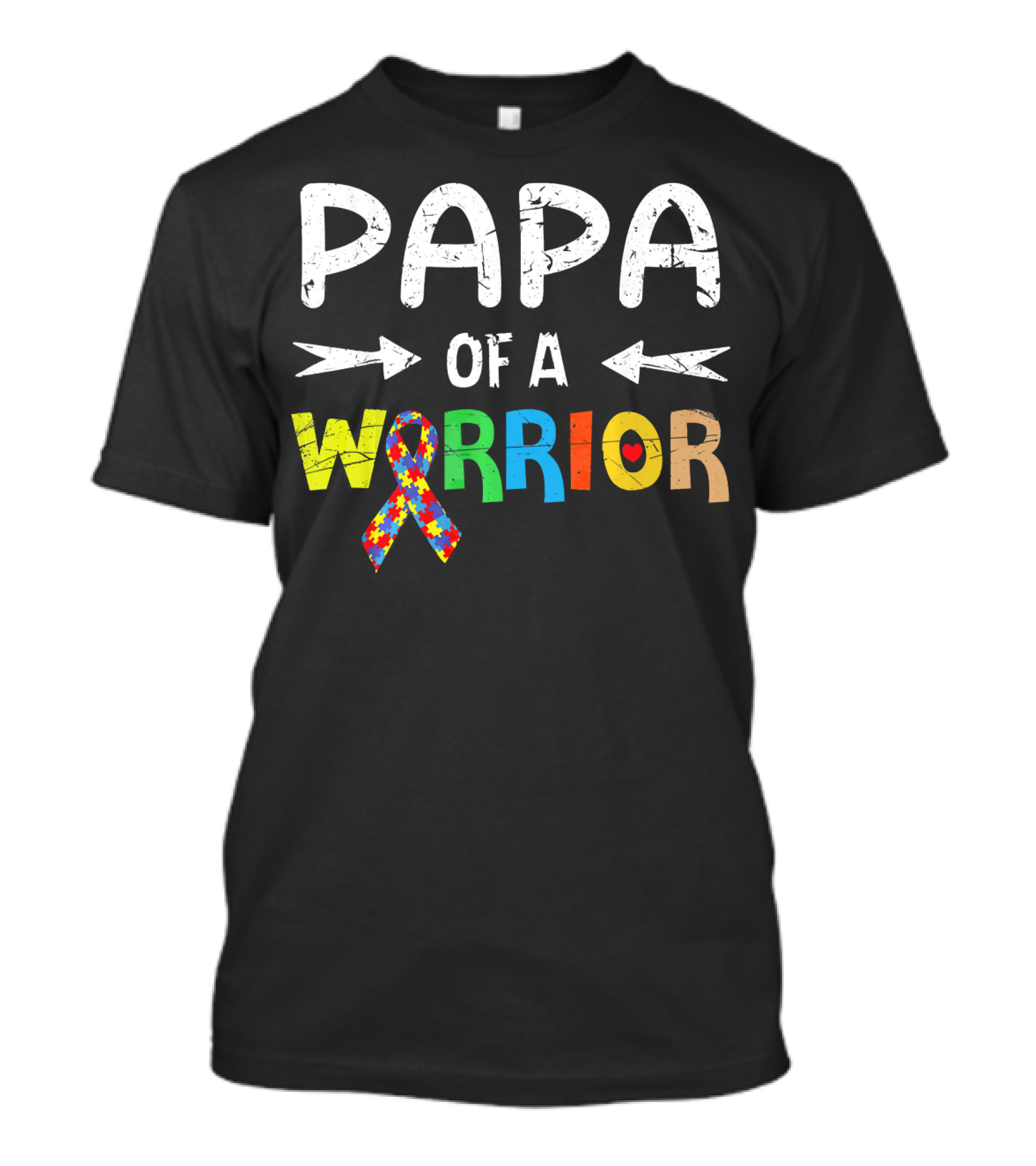 Papa Of A Warrior Autism Awareness Puzzle T-Shirt