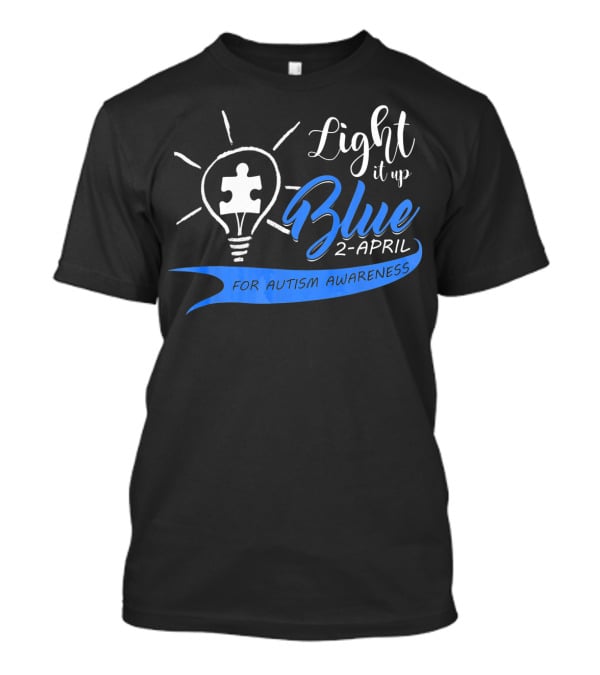 Light It Up Blue 2-April For Autism Awareness Puzzle Bulb T-Shirt