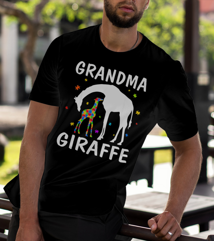 Grandma Giraffe Autism Awareness T-Shirt