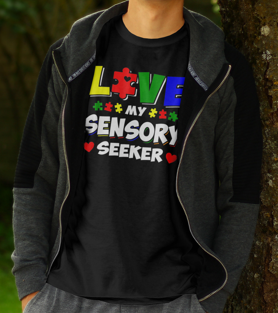 Love My Sensory Seeker Autism Awareness Day Puzzle T-Shirt