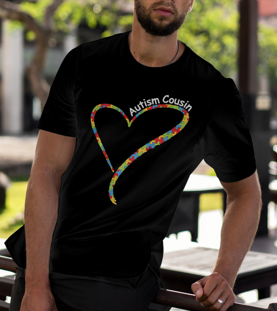 Autism Cousin Puzzle Heart Awareness T-Shirt