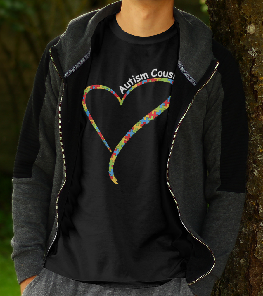 Autism Cousin Puzzle Heart Awareness T-Shirt