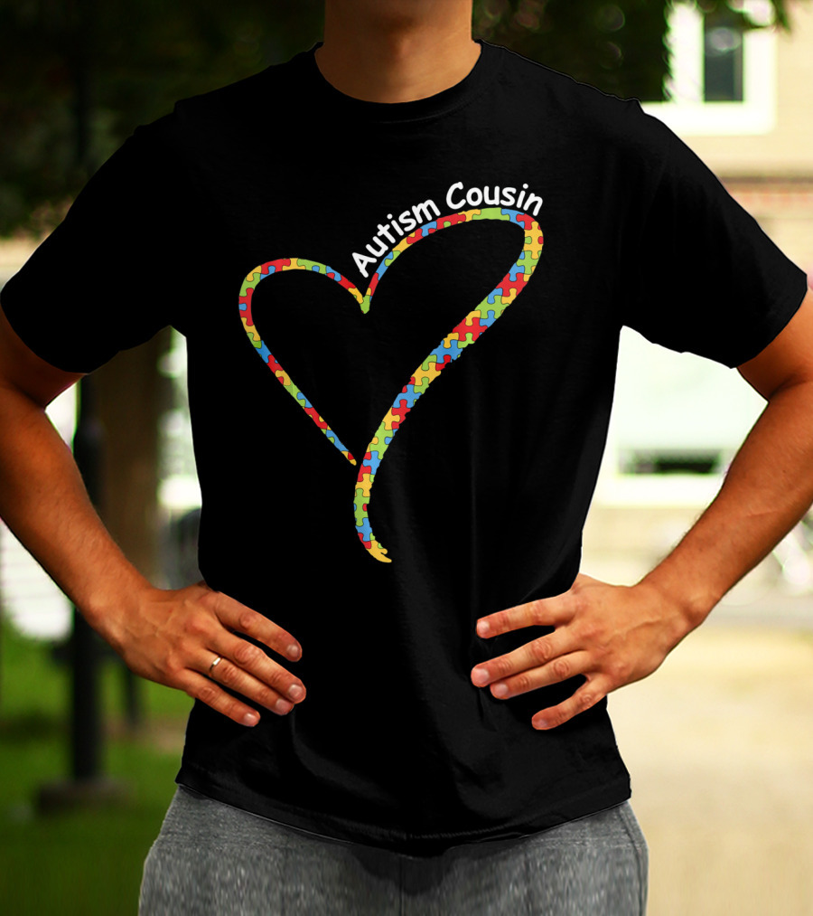 Autism Cousin Puzzle Heart Awareness T-Shirt