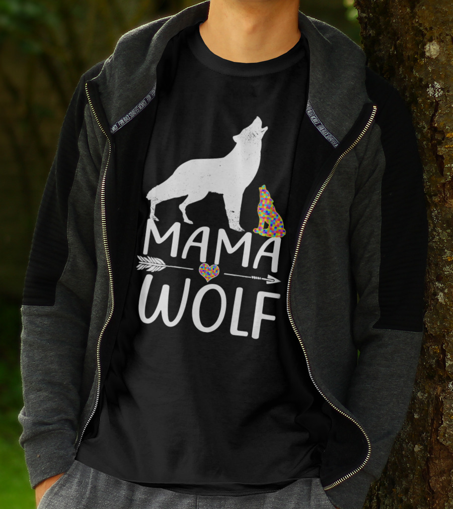 Mama Wolf Autism Awareness Autis T-Shirt