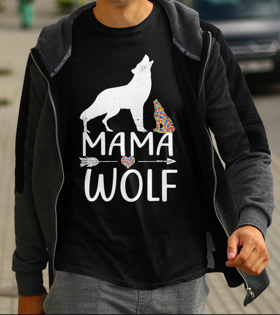 Mama Wolf Autism Awareness Autis T-Shirt