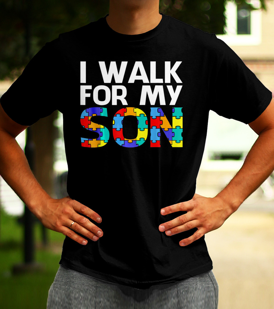 Autism Awareness I Walk For My Son Puzzle Piece T-Shirt