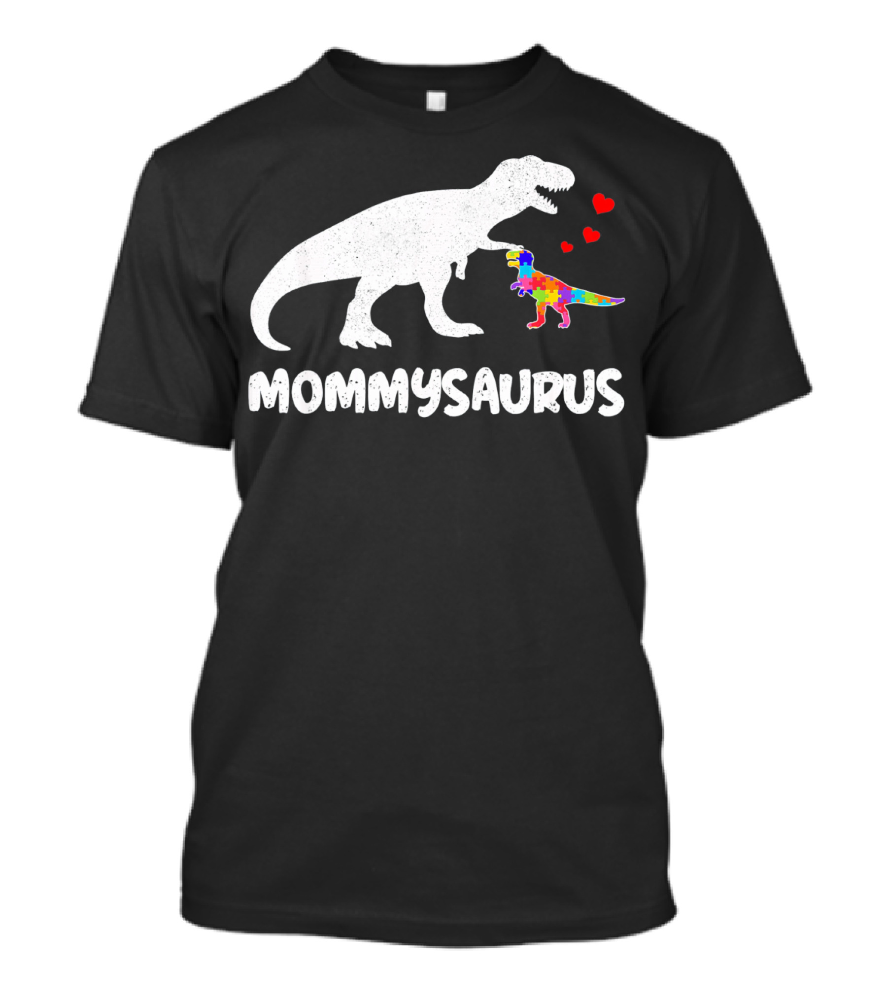 Mommysaurus Dinosaur Autism Puzzle Hearts T-Shirt