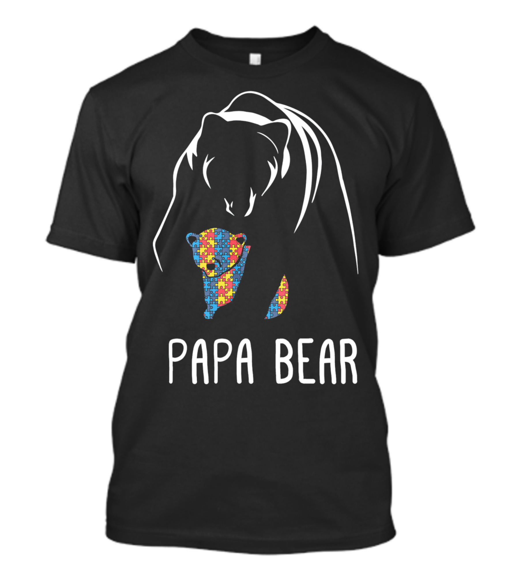 Papa Bear Autism Awareness Puzzle T-Shirt