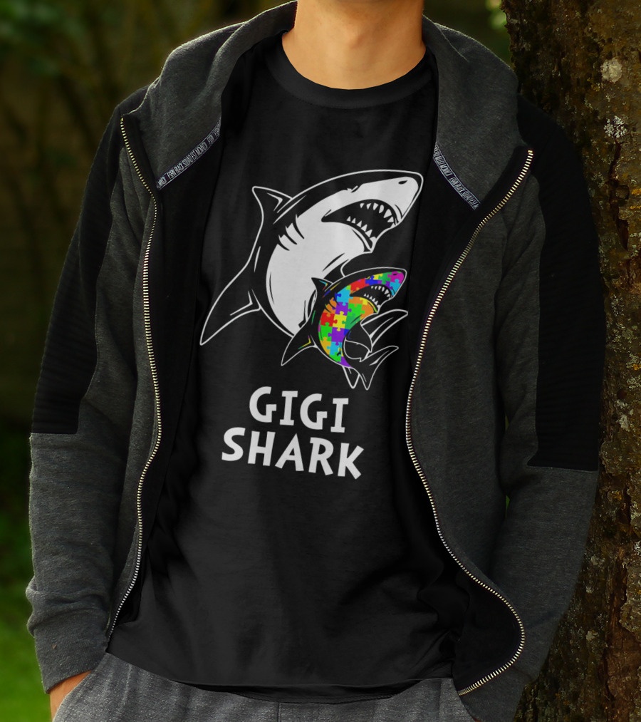 Gigi Shark Autism Awareness Puzzle Sharks T-Shirt