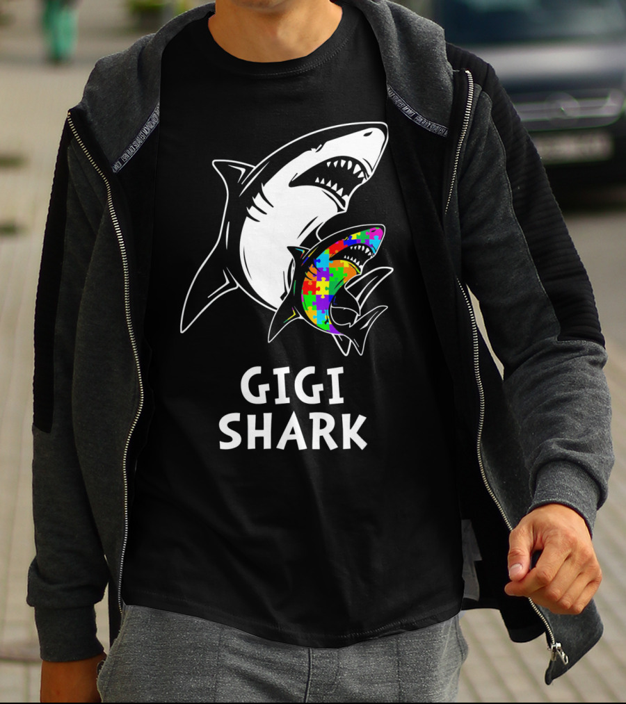 Gigi Shark Autism Awareness Puzzle Sharks T-Shirt