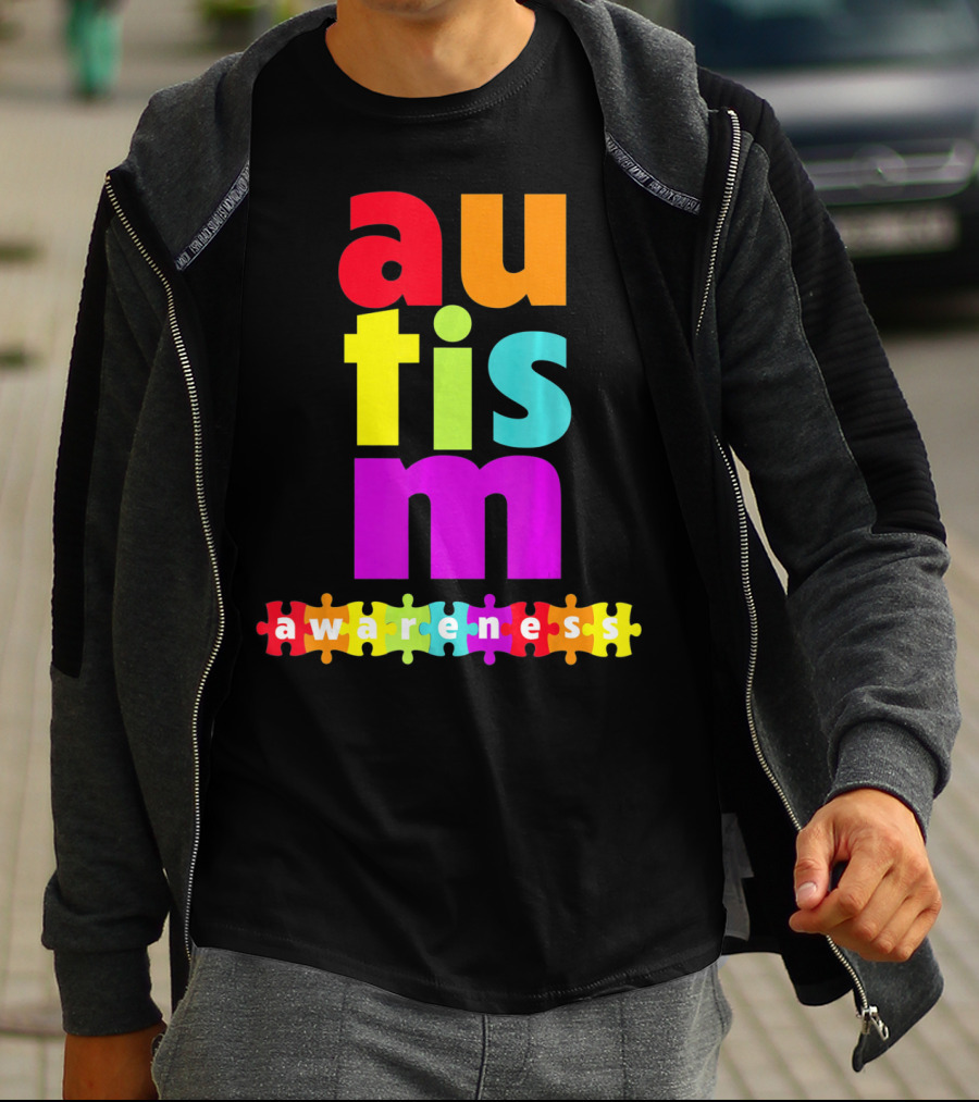 Autism Awareness Rainbow Puzzle Piece Autism Awareness T-Shirt