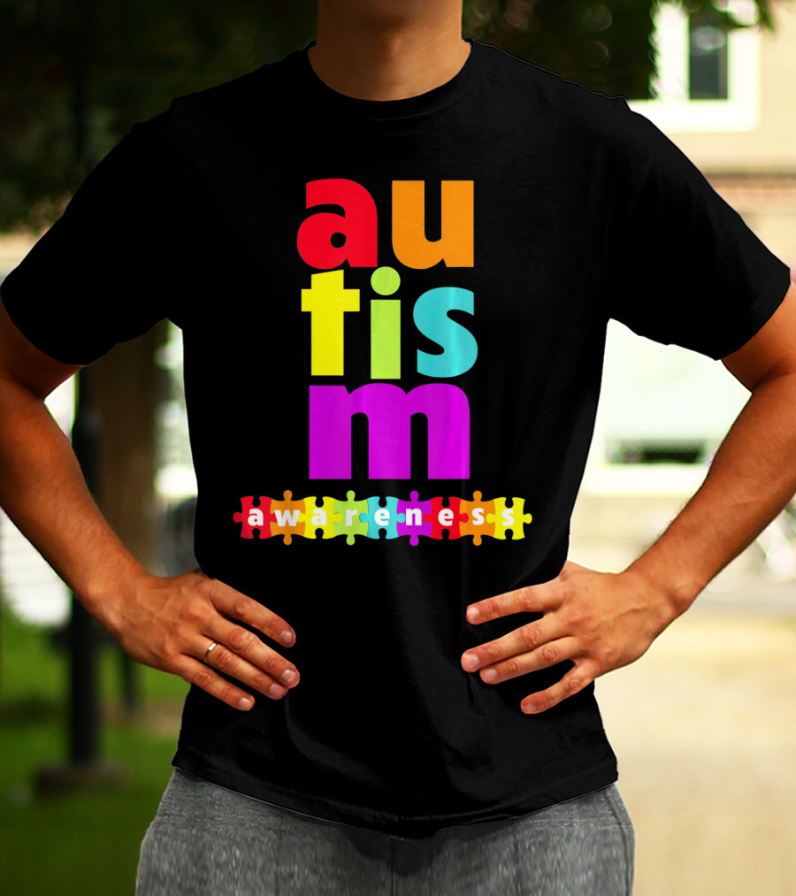 Autism Awareness Rainbow Puzzle Piece Autism Awareness T-Shirt