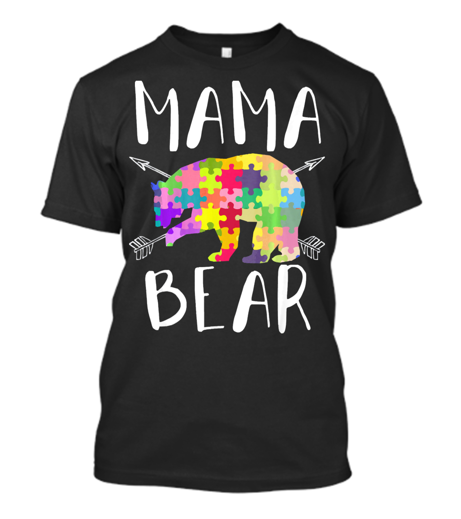 Mama Bear Autism Mom Awareness Puzzle Piece Arrows T-Shirt