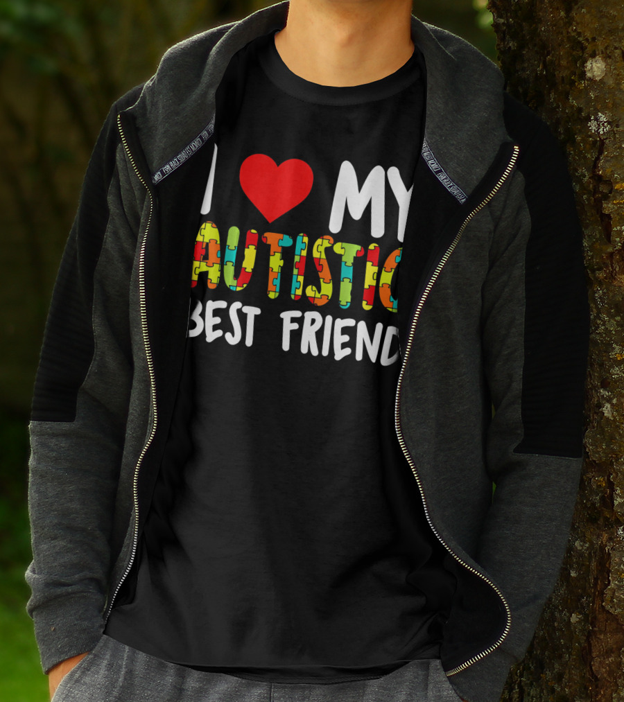 I Love My Autistic Best Friend Puzzle T-Shirt