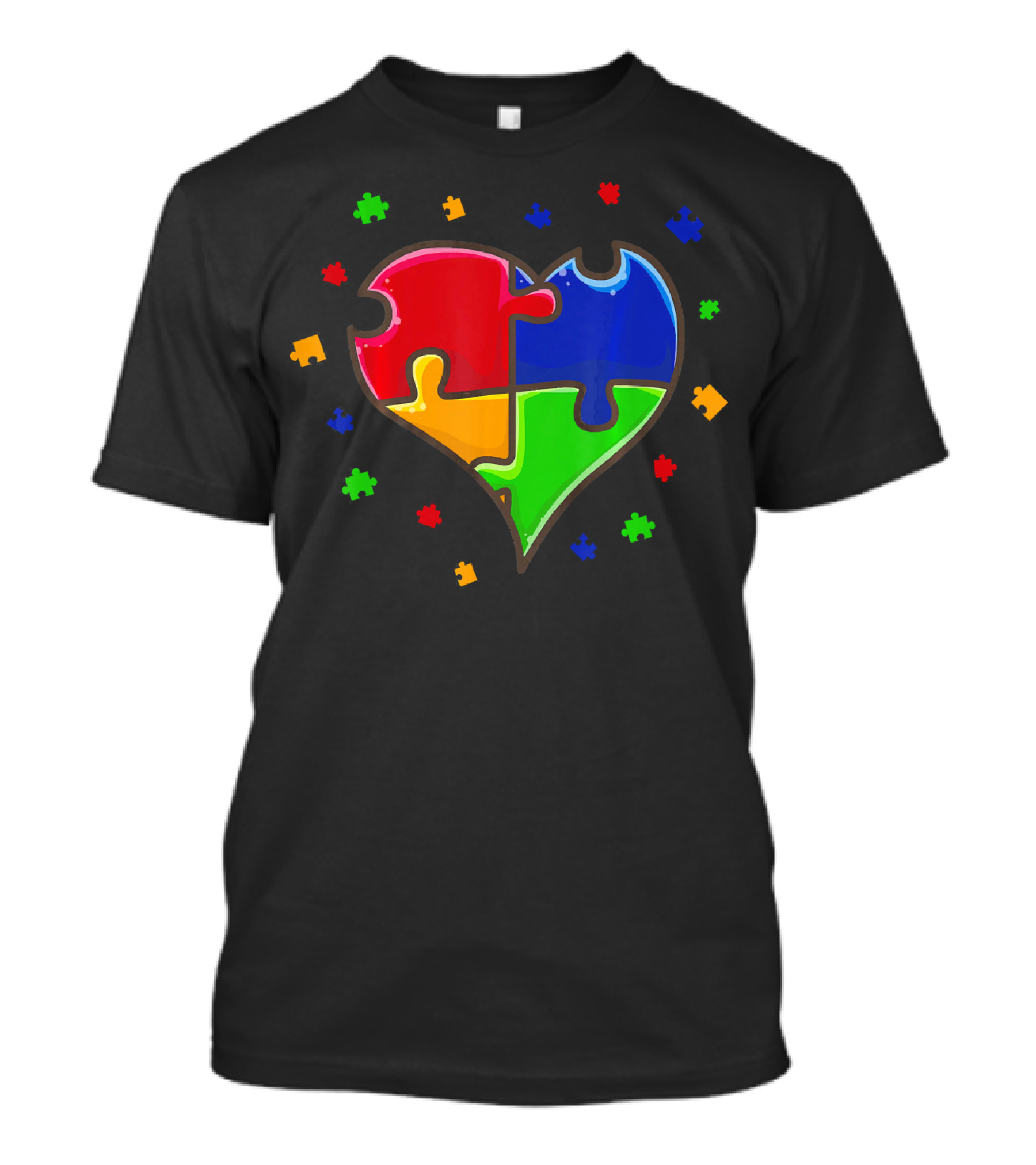 Autism Awareness Month Love Heart Puzzle Pieces T-Shirt