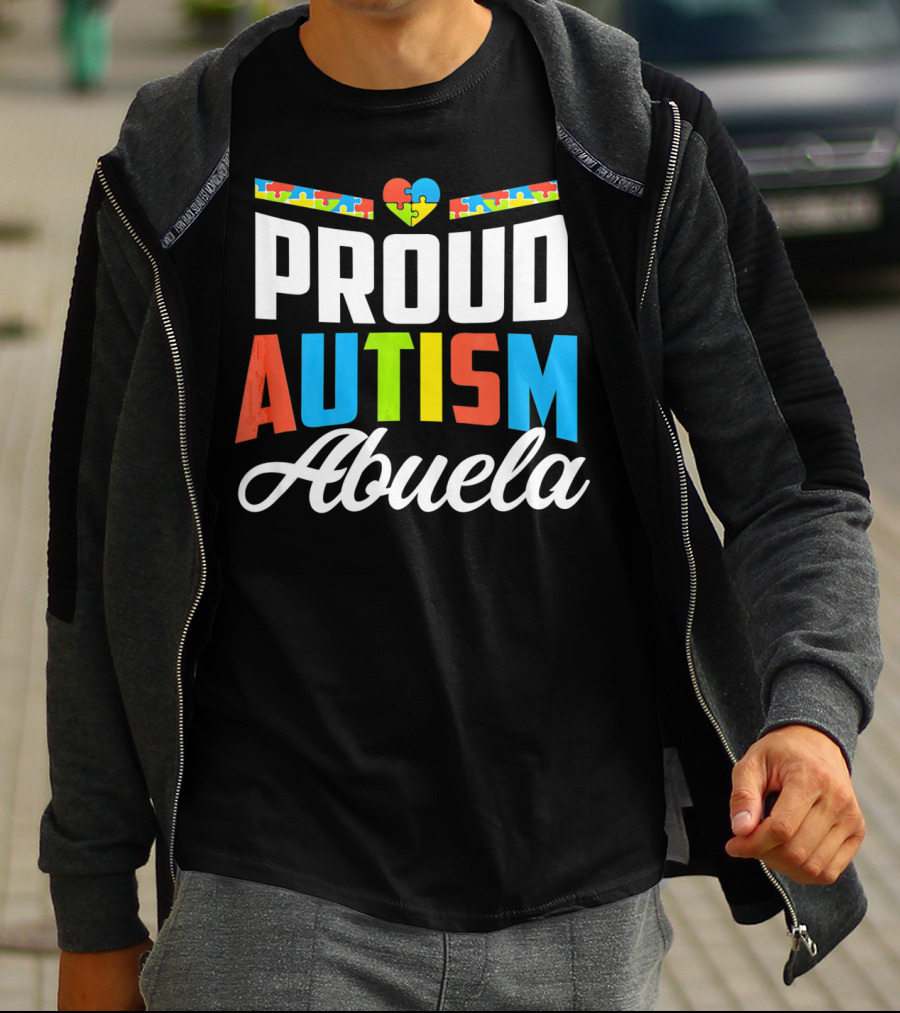 Proud Autism Abuela Heart Puzzle Awareness Support T-Shirt
