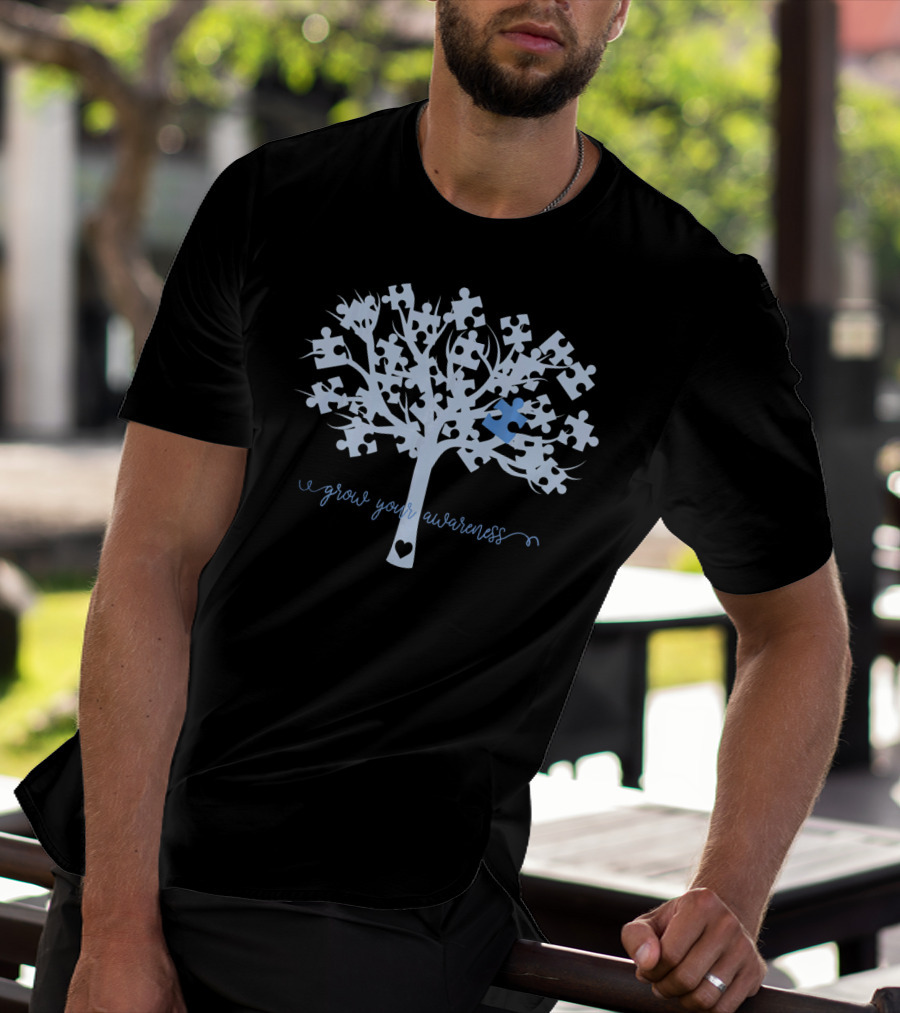 Grow Your Awareness Tree Jigsaw Puzzle Heart T-Shirt