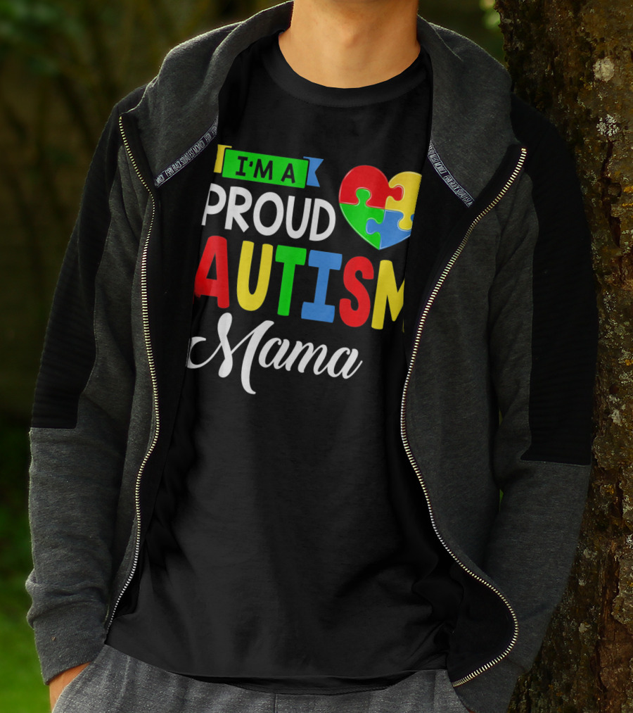 I'M A Proud Autism Mama Puzzle Heart Mamasaurus T-Shirt