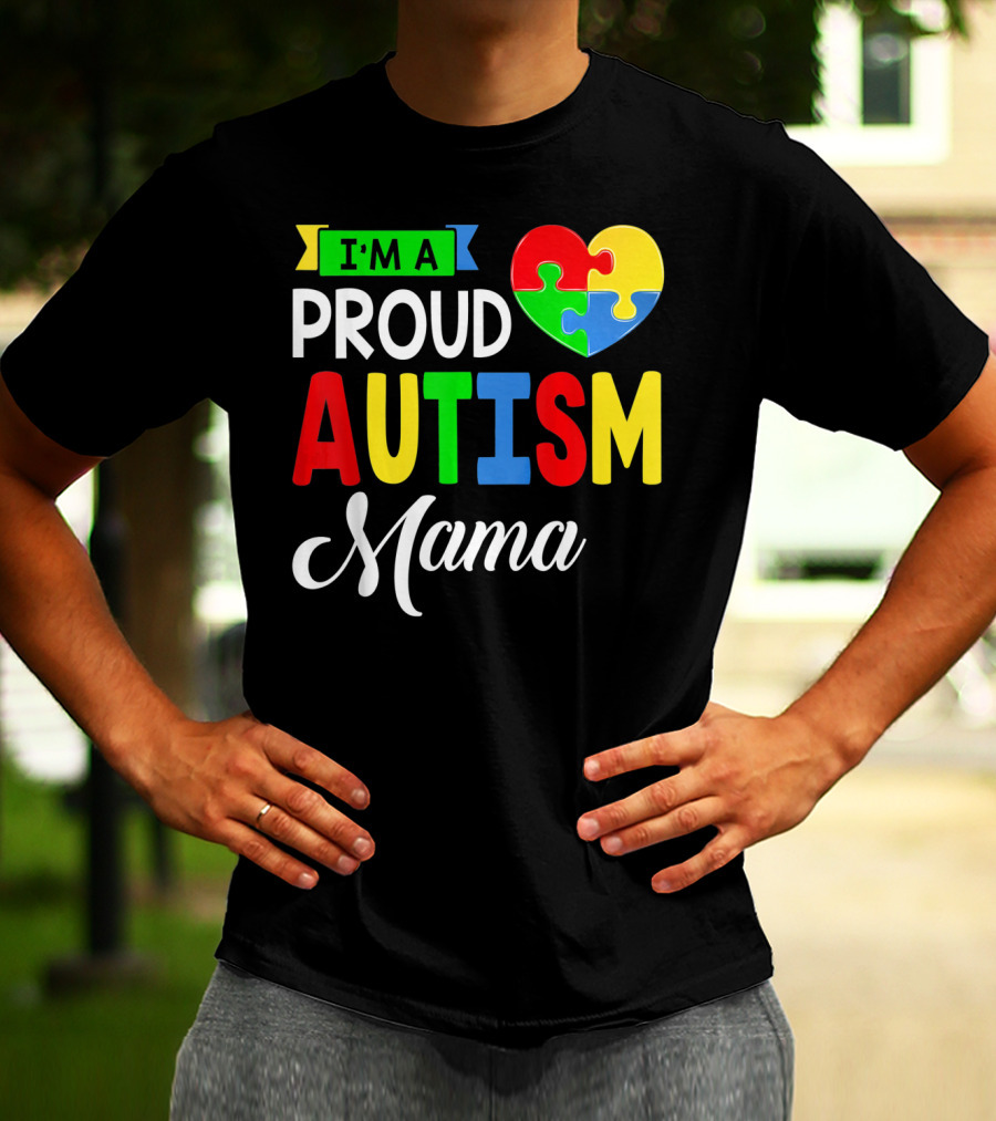I'M A Proud Autism Mama Puzzle Heart Mamasaurus T-Shirt