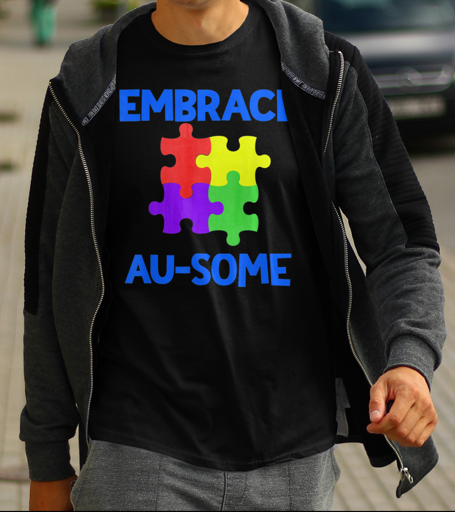 Embrace Au-some Autism Awareness Puzzle Piece T-Shirt