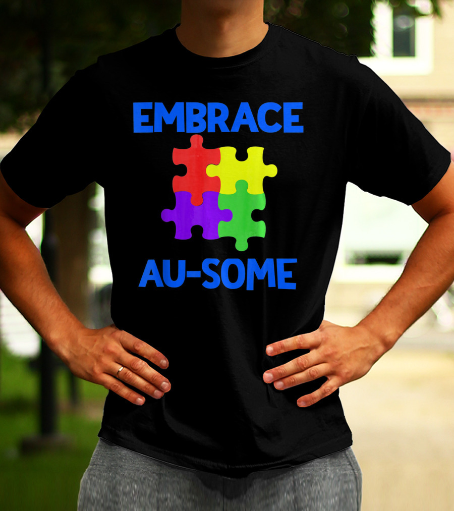 Embrace Au-some Autism Awareness Puzzle Piece T-Shirt