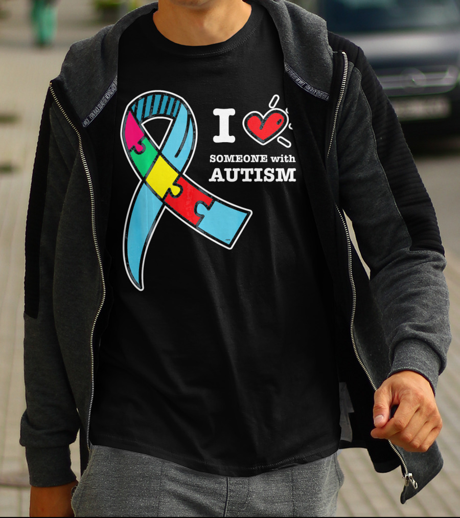 Autism Awareness I Love Someone With Autism Puzzle T-Shirt