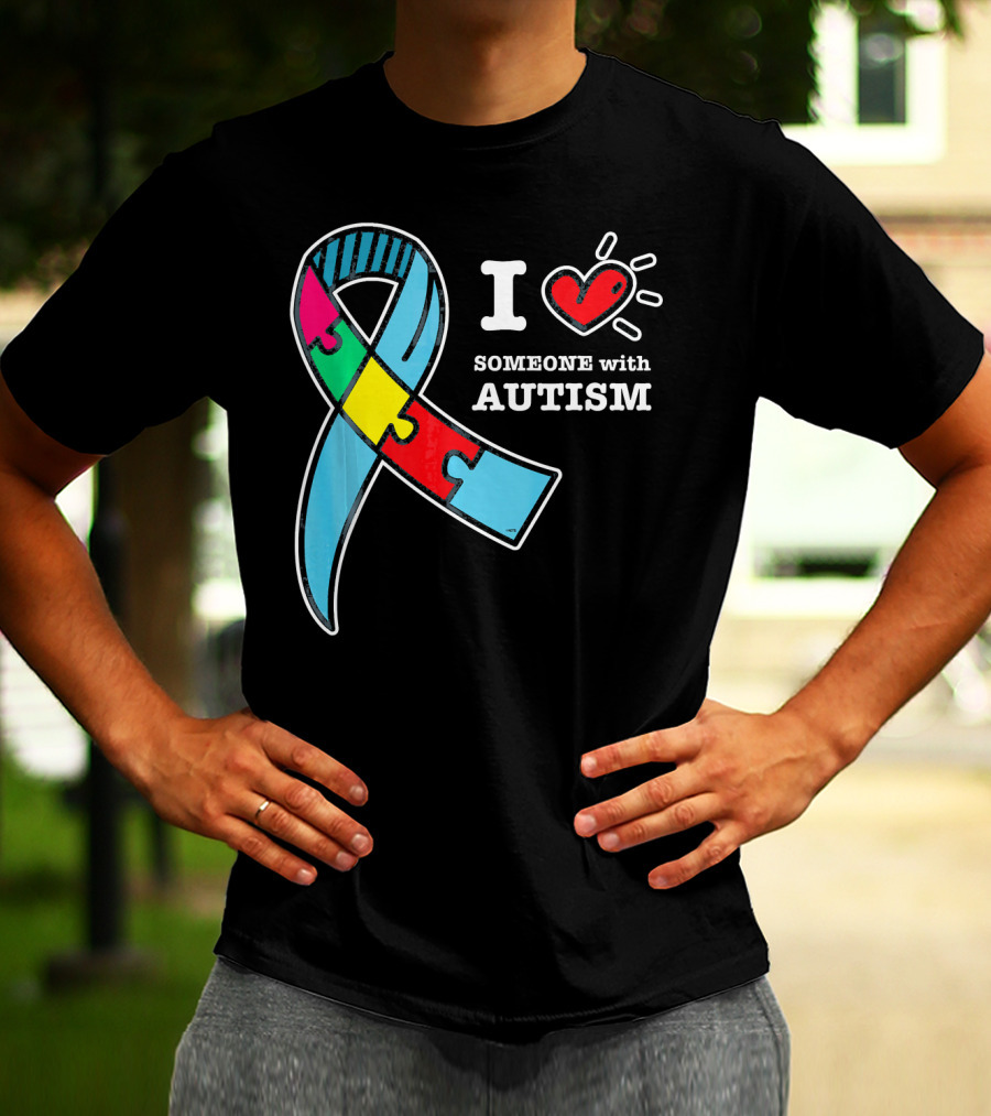 Autism Awareness I Love Someone With Autism Puzzle T-Shirt