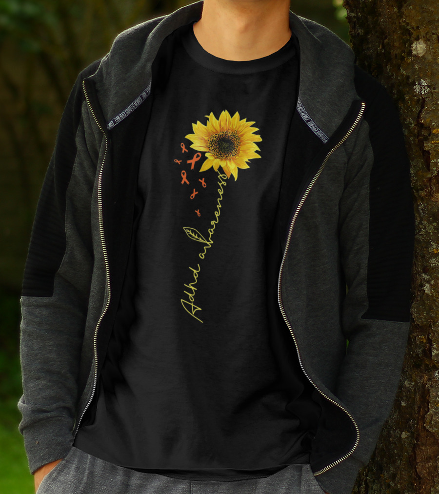 ADHD Awareness Sunflower Ribbon Warrior T-Shirt