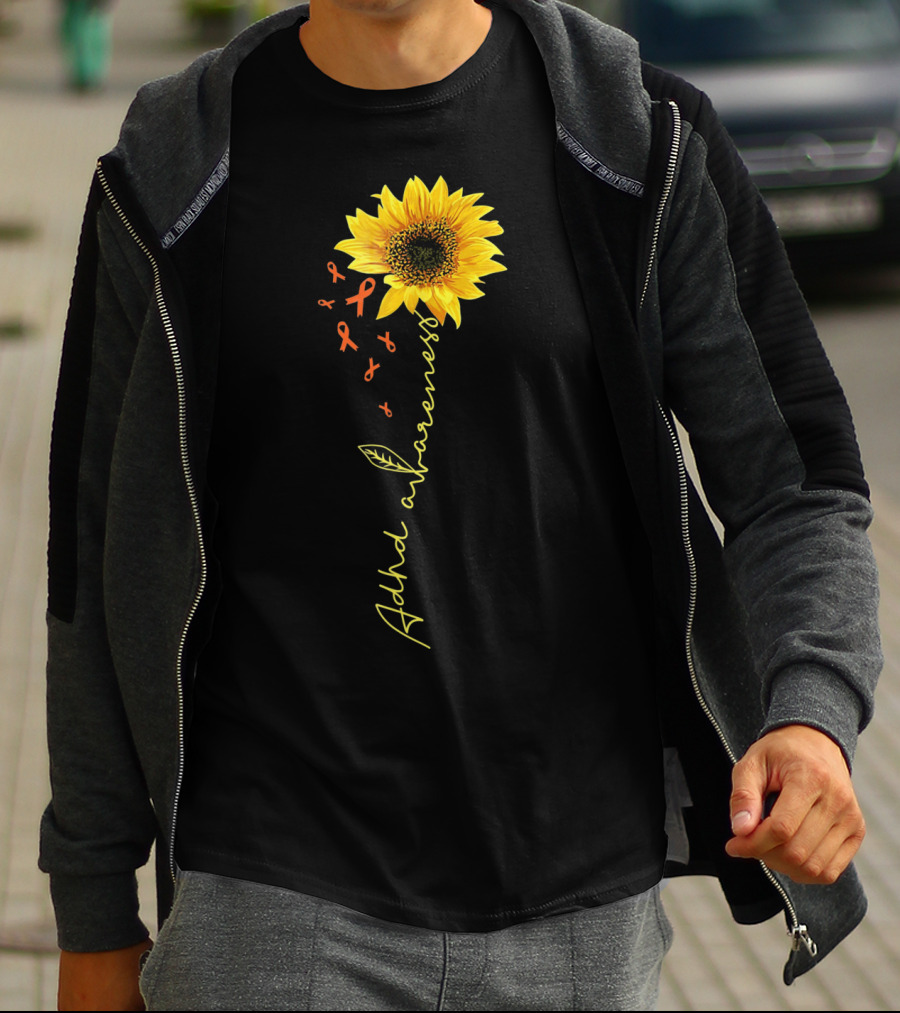 ADHD Awareness Sunflower Ribbon Warrior T-Shirt