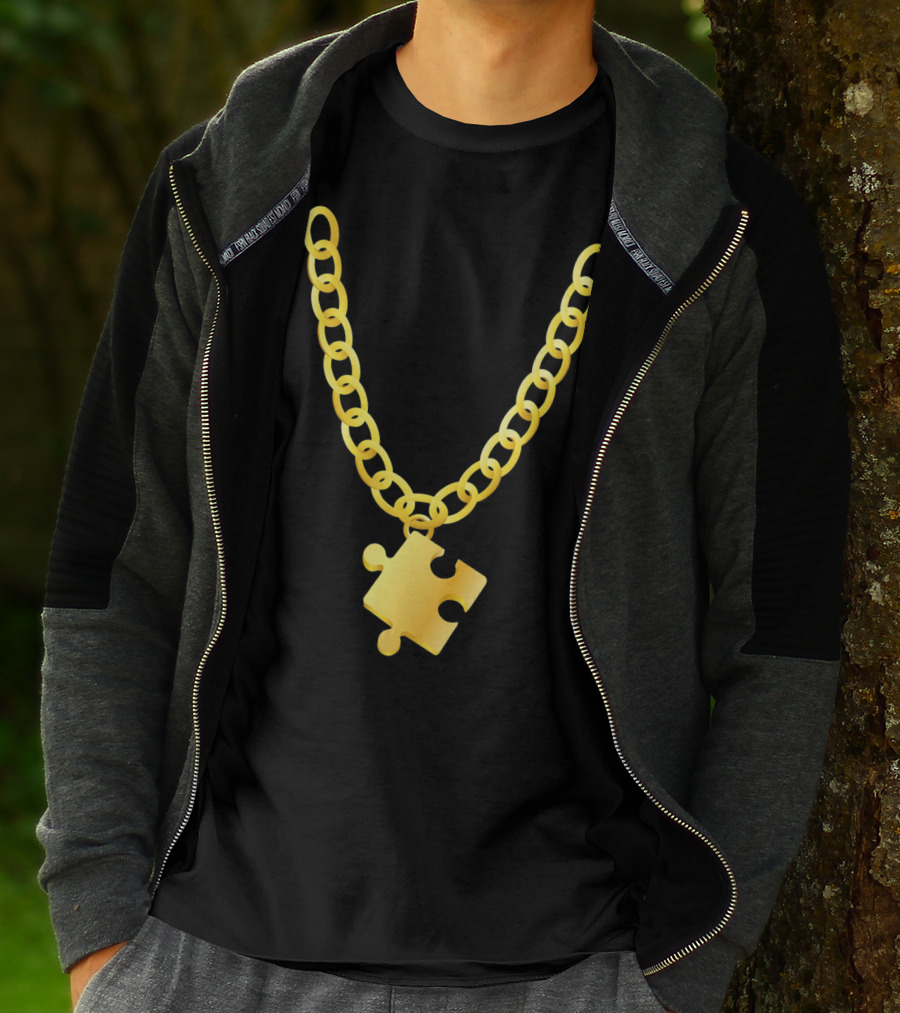 Original Autism Awareness Gold Puzzle Necklace T-Shirt