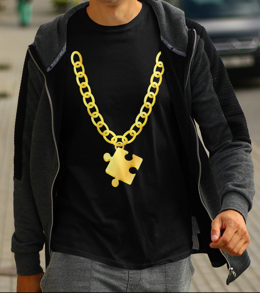 Original Autism Awareness Gold Puzzle Necklace T-Shirt
