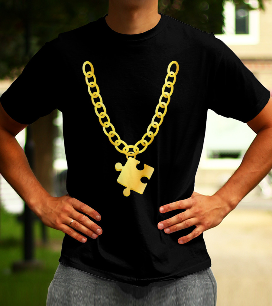 Original Autism Awareness Gold Puzzle Necklace T-Shirt