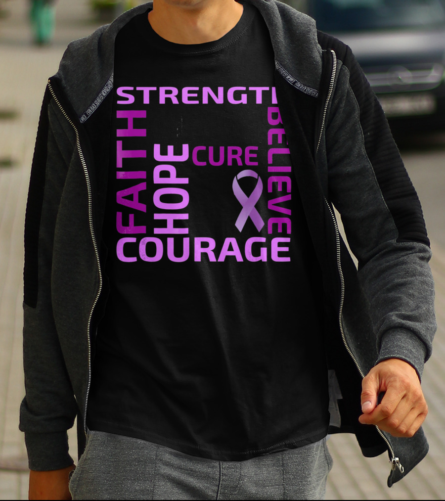 Cystic Fibrosis Awareness Strength Faith Hope Courage Cure Believe T-Shirt