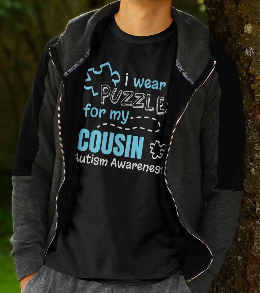 I Wear Puzzles For My Cousin Autism Awareness T-Shirt