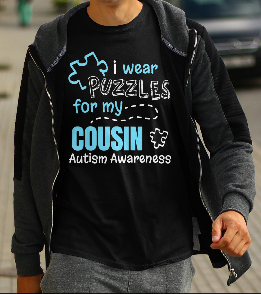 I Wear Puzzles For My Cousin Autism Awareness T-Shirt