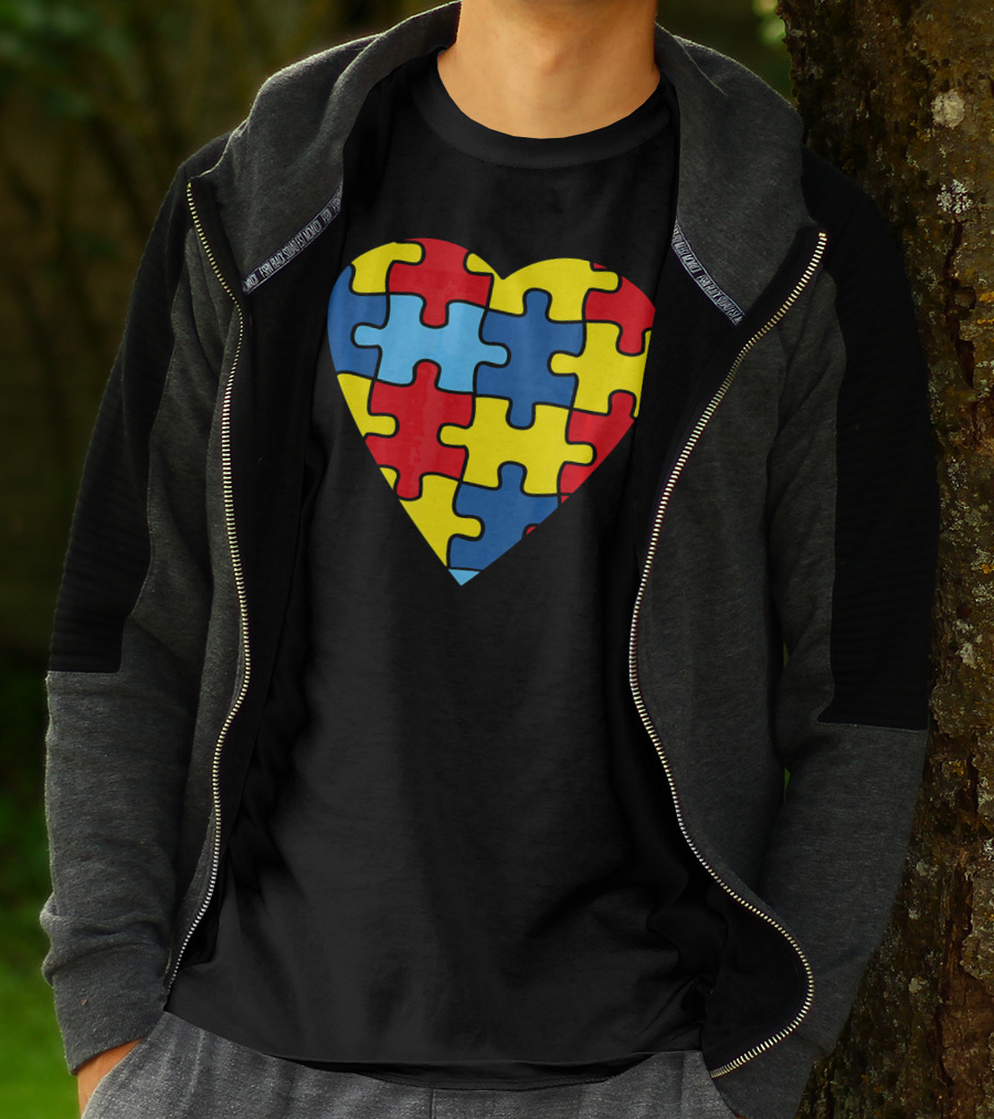 No Words Just Love Puzzle Heart Autism Awareness T-Shirt