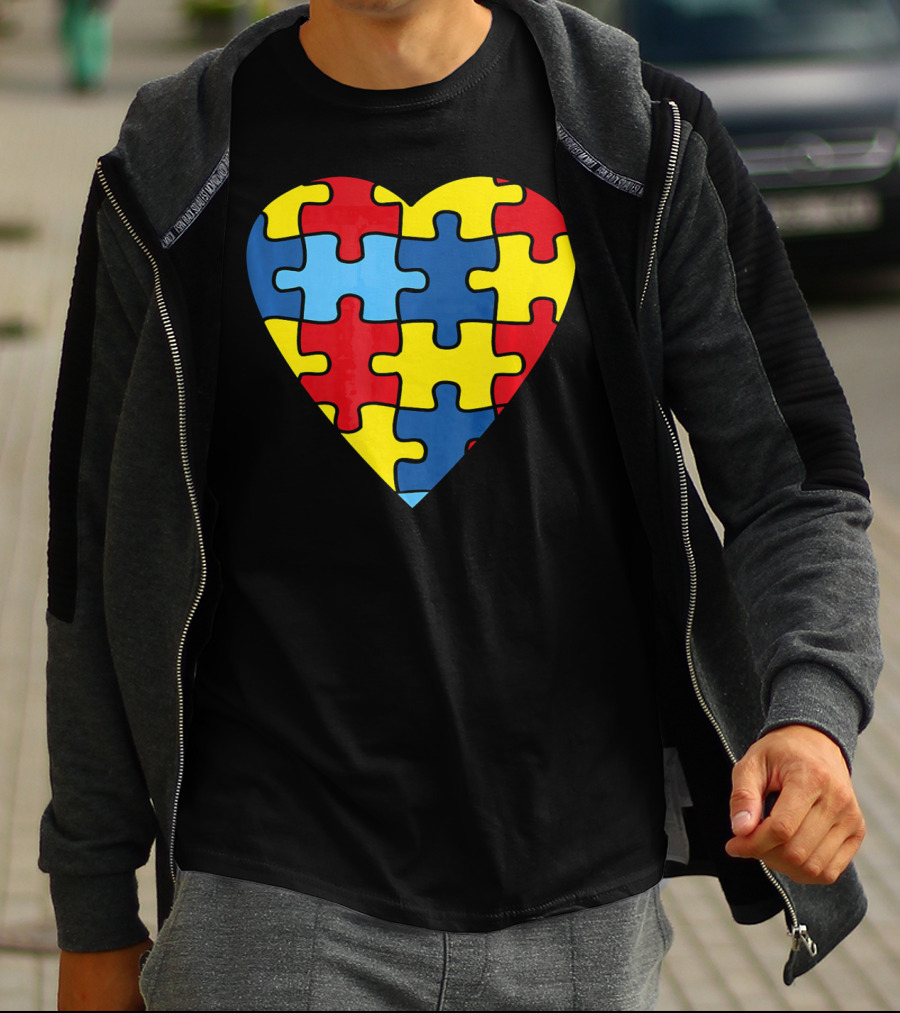 No Words Just Love Puzzle Heart Autism Awareness T-Shirt