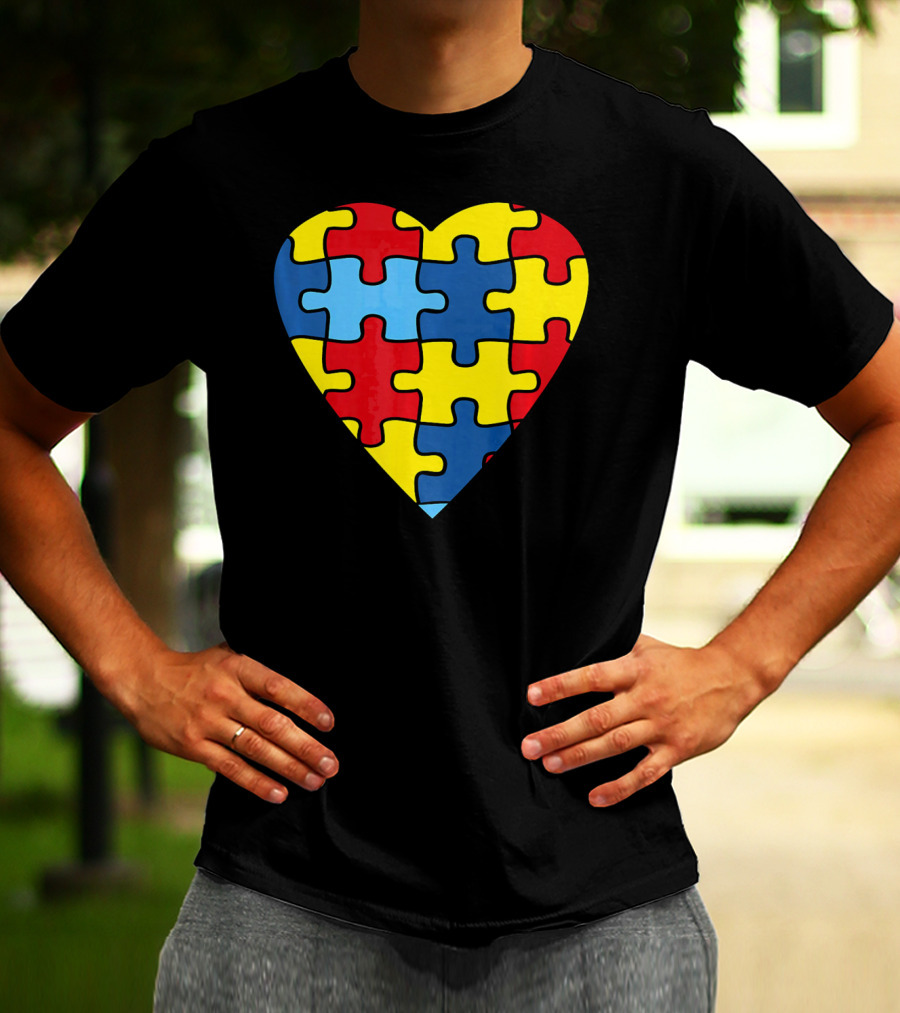 No Words Just Love Puzzle Heart Autism Awareness T-Shirt
