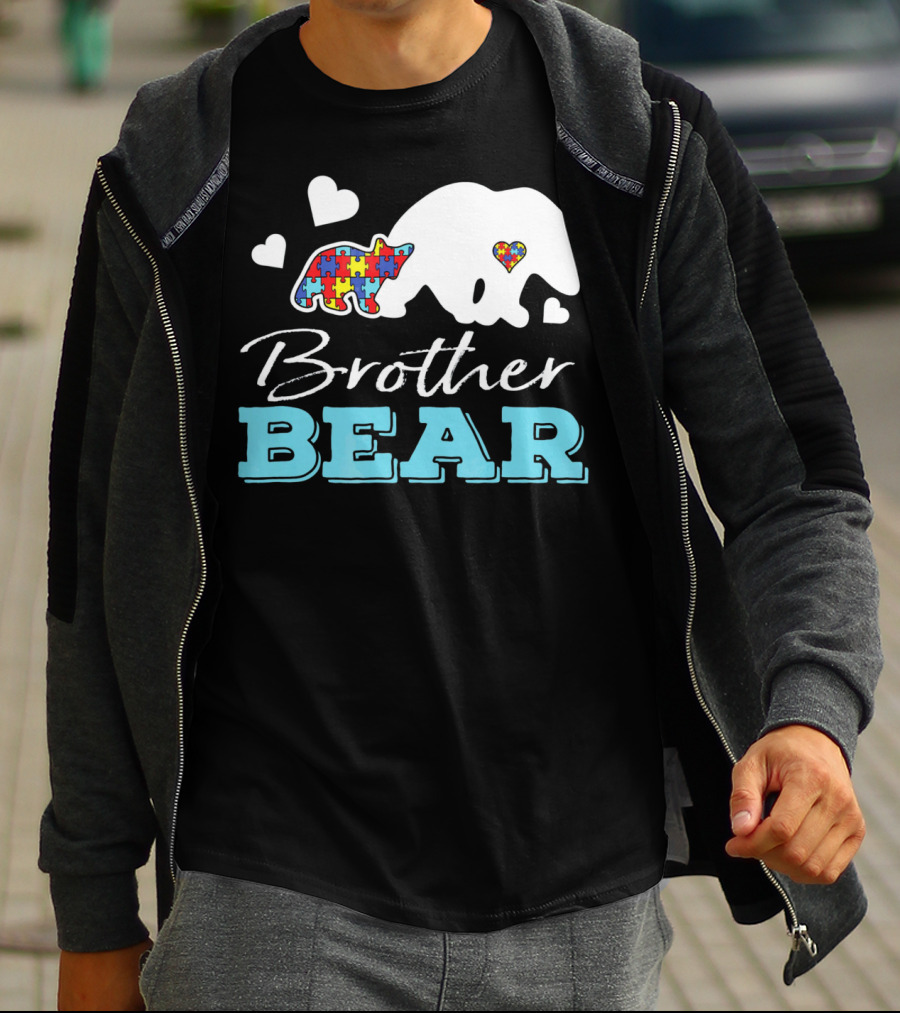 Brother Bear Puzzle Heart Autism Awareness T-Shirt